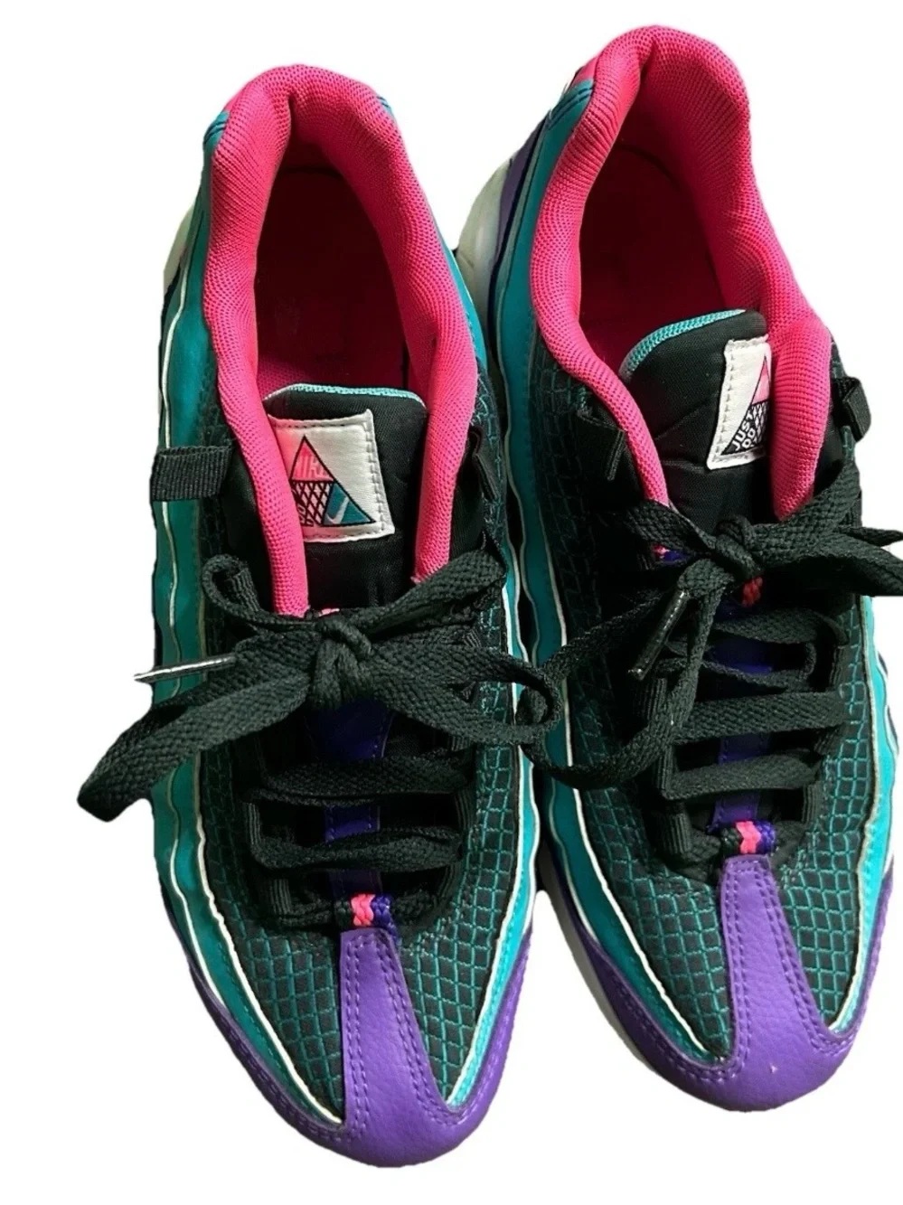 Girls Nike Green Purple Pink Sneakers Size 6.5 Y Just Do It - Picture 3 of 5